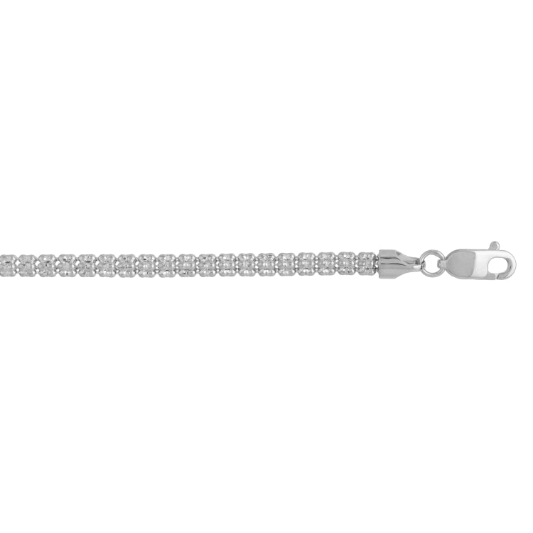 14K White Gold 3.3mm Fancy Ice 22 Chain Necklace with Lobster Clasp