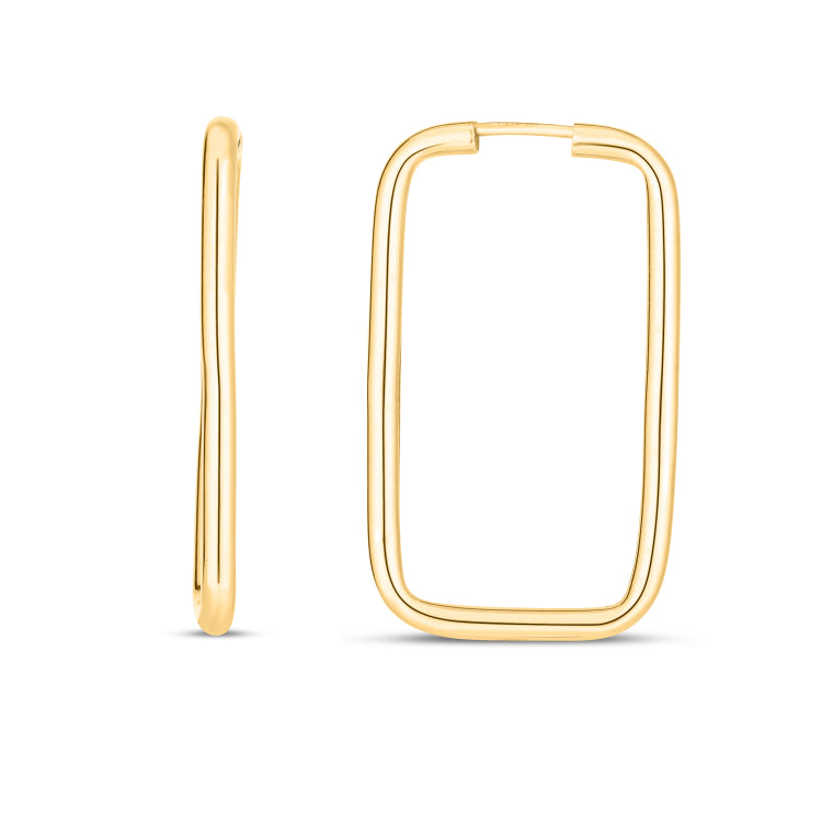 14K Yellow Gold Endless Rectangle Hoop Earring