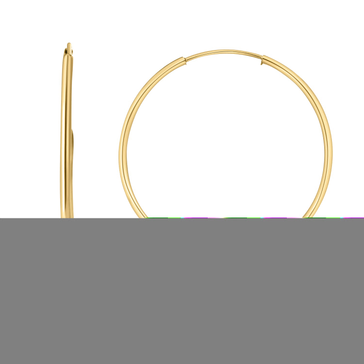 14K Yellow Gold Round Endless Hoop Earring with 6-7mm Pearl