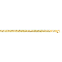 Silver (14k Yellow Gold Plated) 5mm 8.5 Diamond Cut Royal Rope Chain Bracelet with Lobster Clasp.