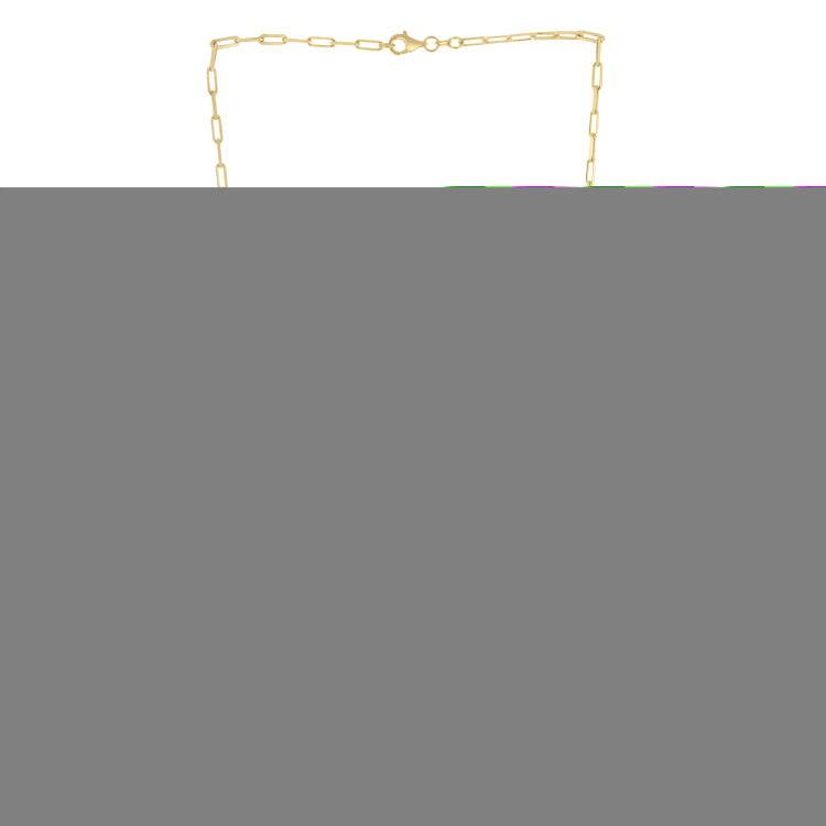 Silver (14k Yellow Gold Plated) 24 2.5mm Diamond Cut Paperclip Chain Necklace with Lobster Clasp.