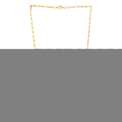 Silver (14k Yellow Gold Plated) 24 2.95mm Diamond Cut Paperclip Chain Necklace with Lobster Clasp.