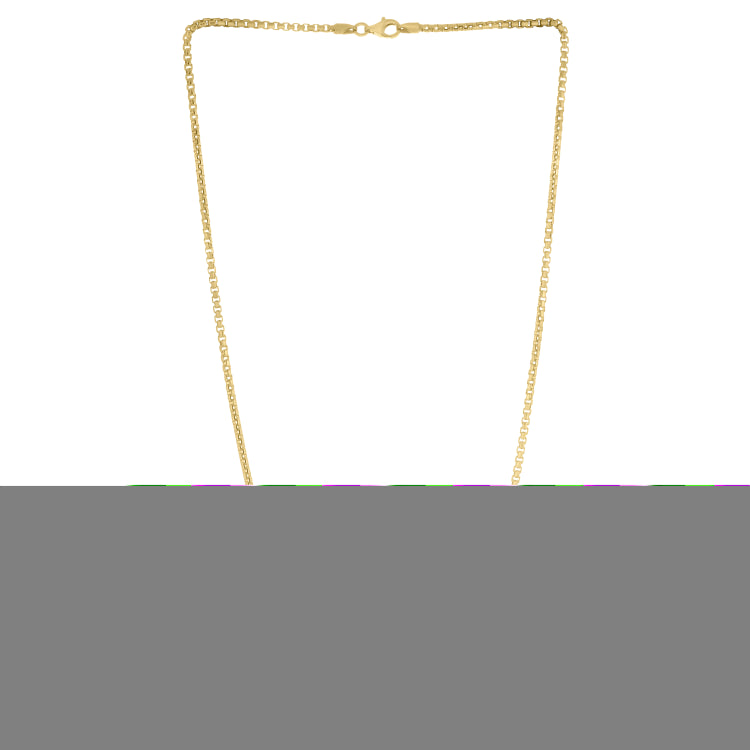 Silver (14k Yellow Gold Plated) 18 2.1mm Polished Round Box Chain Necklace with Lobster Clasp.