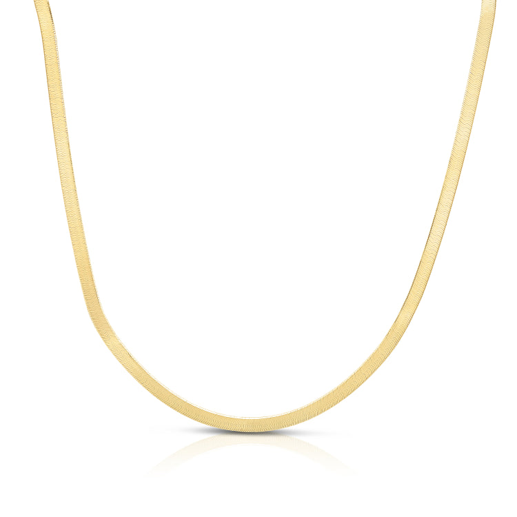 Silver (14k Yellow Gold Plated) 18 2.7mm Imperial Herringbone Chain Necklace with Lobster Clasp.