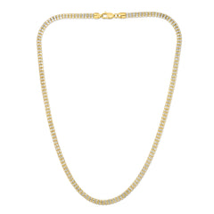 14K Two-tone Yellow Gold 4.25mm Fancy Ice 8 Chain Bracelet with Lobster Clasp