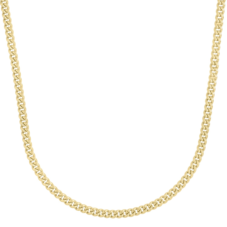 14K Yellow Gold 4.1mm Light Gourmette (Baby Cuban) 18 Chain with Lobster Clasp