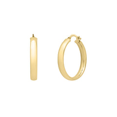 14K Yellow Gold Small Band Wedding Hoop Earrings with Hinged Clasp