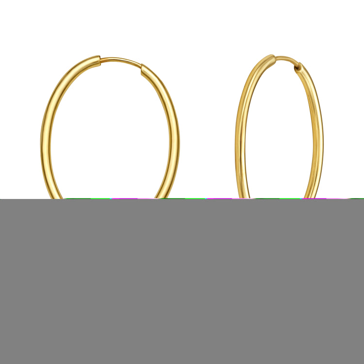 14K Yellow Gold Oval Hoop Fancy Earrings with Endless Clasp with Oval Freshwater Pearl