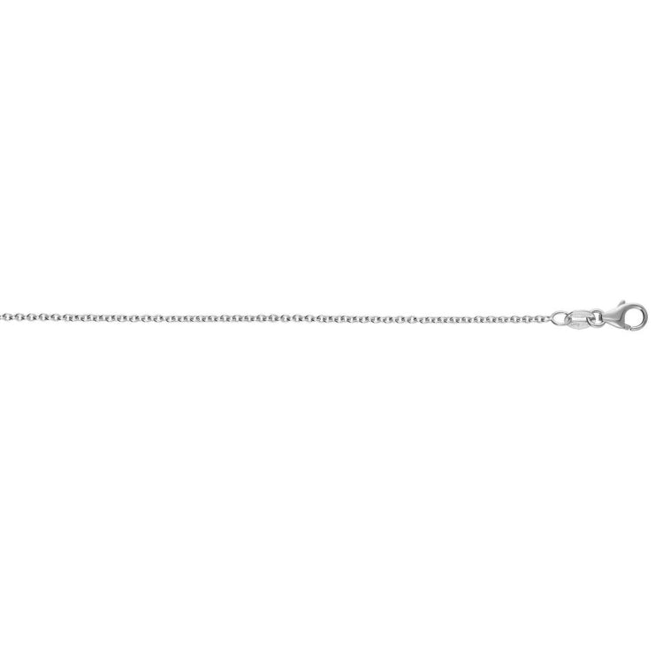 14K White Gold 2.4mm Round Cable Chain 16 Necklace with Lobster Clasp