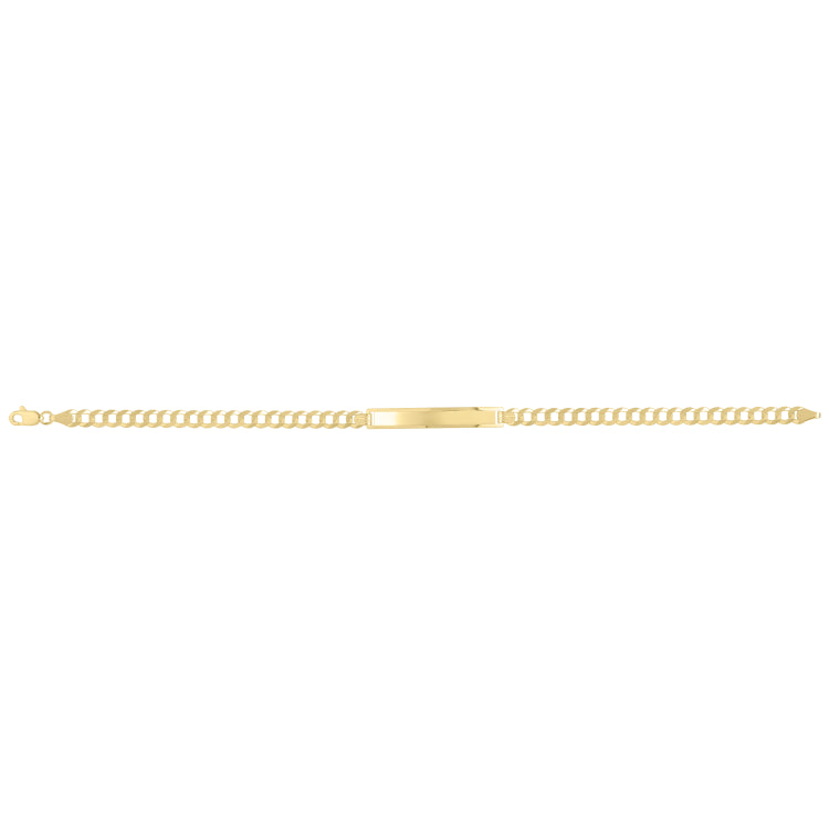 14K Yellow Gold Curb ID 7 Bracelet with Lobster Clasp