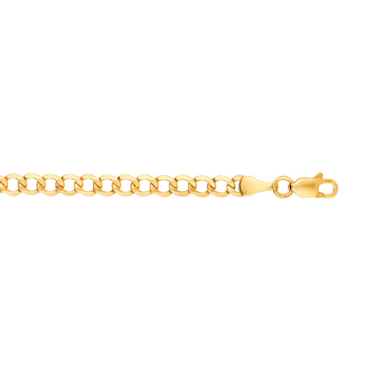 14K Yellow Gold 7 4.4mm Lite Curb Chain with Lobster Lock