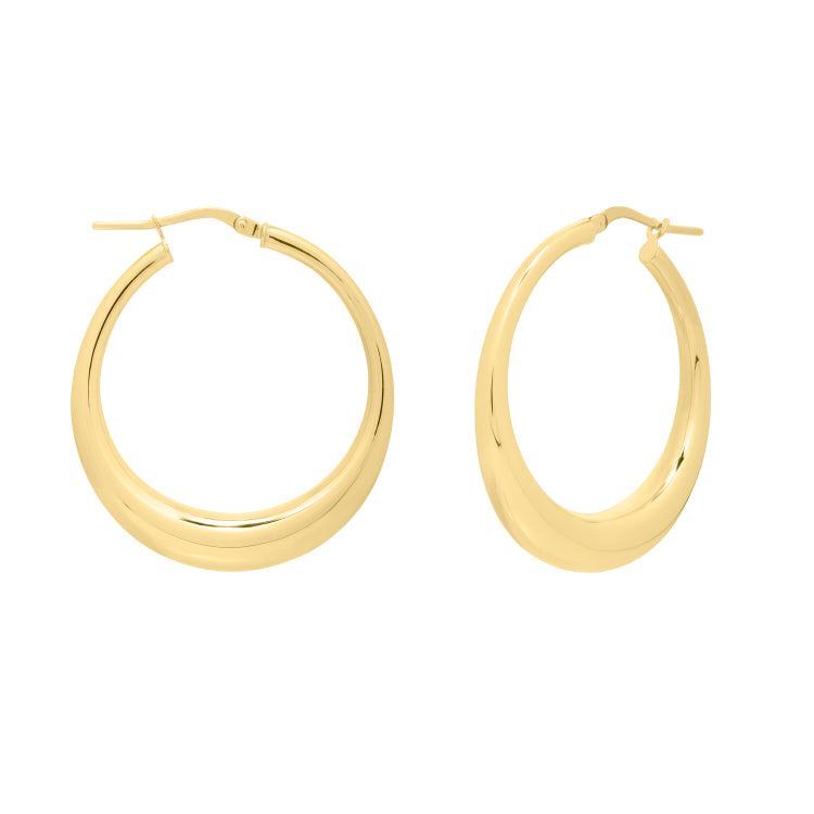 14K Gold Oval Electroform Hoops with Hinged clasp