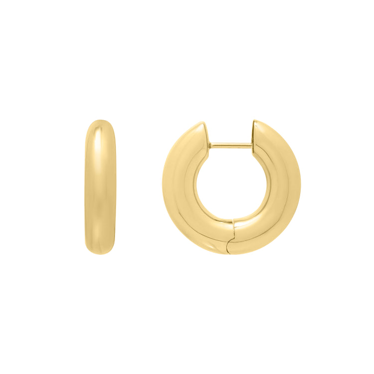 14K Gold Round Medium Electroform Hoops with Snap clasp