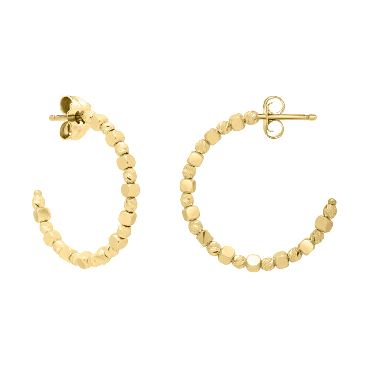 14K Pebble C Hoops with Push Back clasp