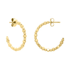 14K Pebble C Hoops with Push Back clasp