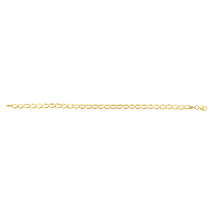 10K Yellow Gold Polished Fancy Open Oval Link 7.25 Bracelet with Lobster Clasp