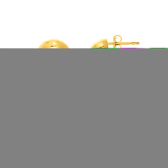 Sterling Silver (Yellow Gold Plated) Polished Puffed Oval Double Button Drop Earrings with Push Back Clasp.