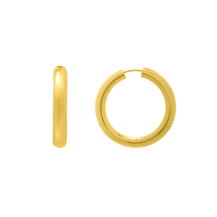 Sterling Silver (Yellow Gold Plated) Round Hoop with Snap Clasp.