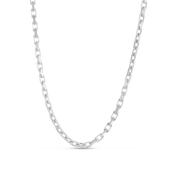 Sterling Silver 3.4mm 20 French Cable Chain with Lobster Clasp. Item is rhodium plated.