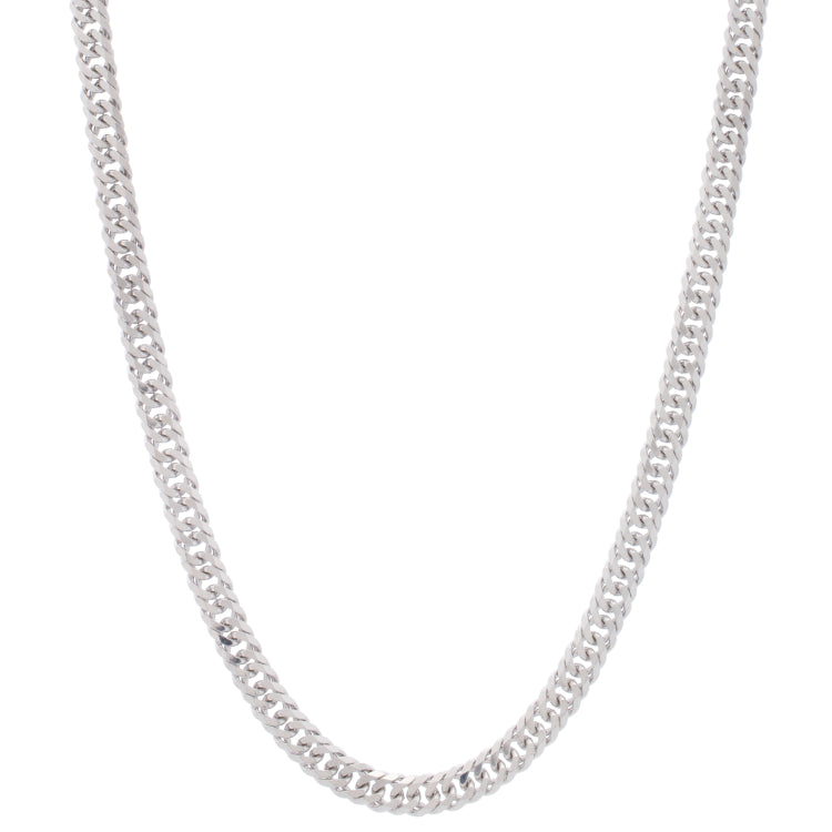 Sterling Silver 6.7mm 8.5 Flat Miami Cuban Chain Bracelet with Lobster Clasp. Item is rhodium plated.