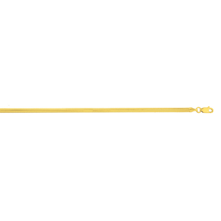 14K Yellow Gold 18 3.3mm Oval Snake Chain Necklace with Lobster Clasp.