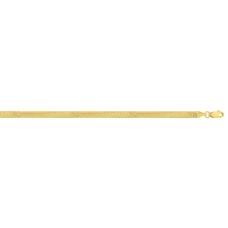 14K Yellow Gold 18 4.2mm Oval Snake Chain Necklace with Lobster Clasp.