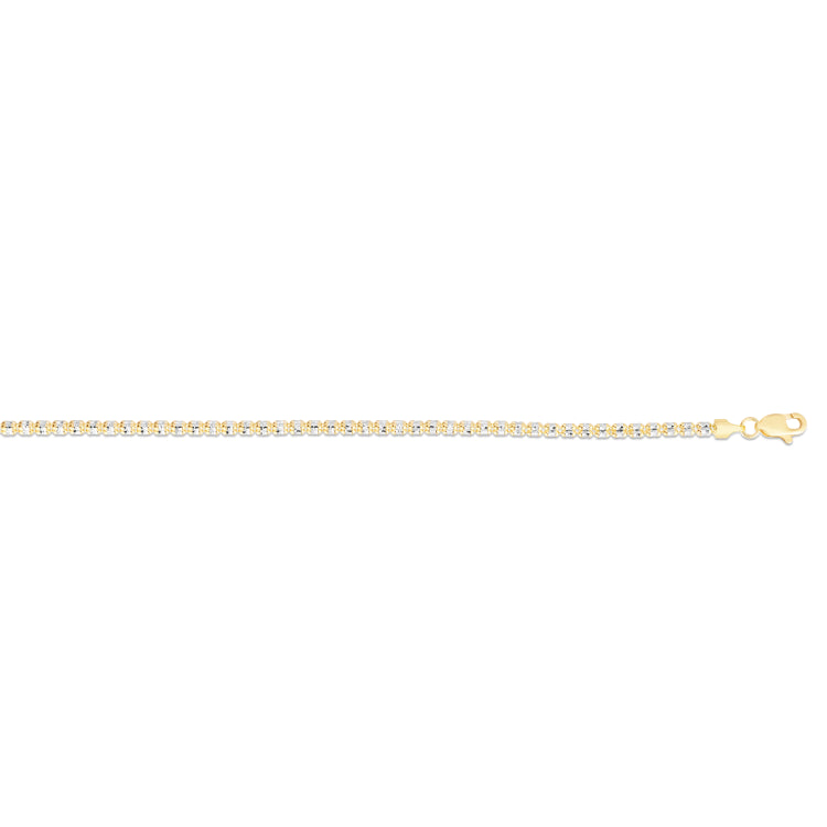10K Two-tone Gold 16 2.7mm Fancy Ice Chain Necklace with Lobster Clasp