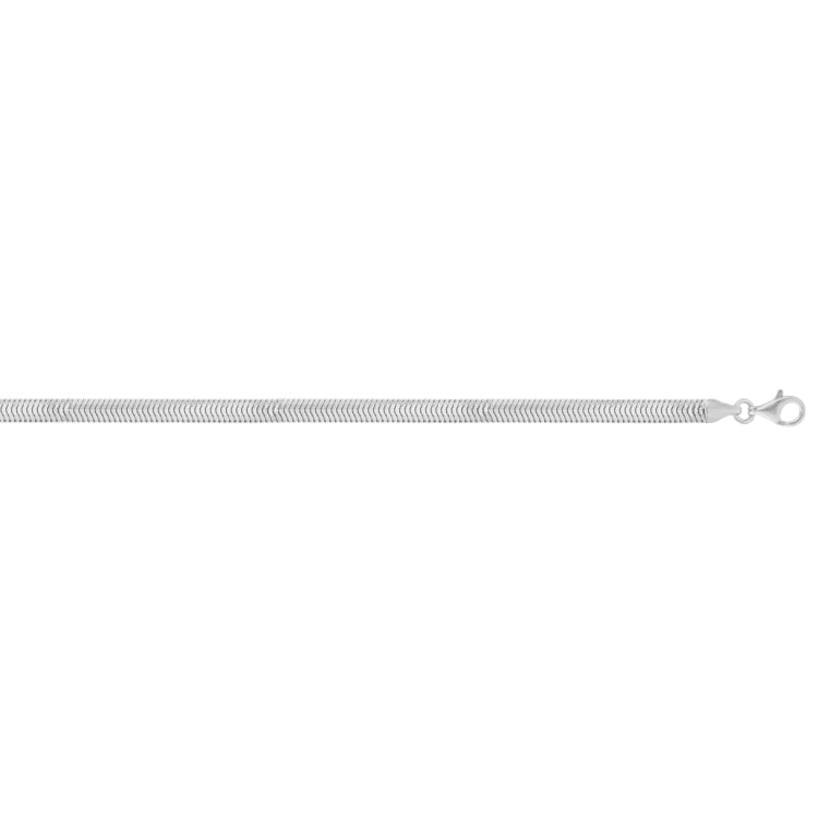 Sterling Silver 18 4.2mm Oval Snake Chain Necklace with Lobster Clasp. Item is rhodium plated.