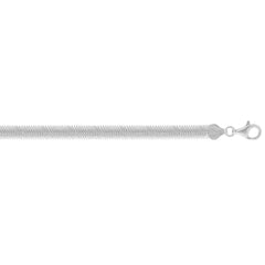 Sterling Silver 7 6.4mm Oval Snake Chain Bracelet with Lobster Clasp. Item is rhodium plated.