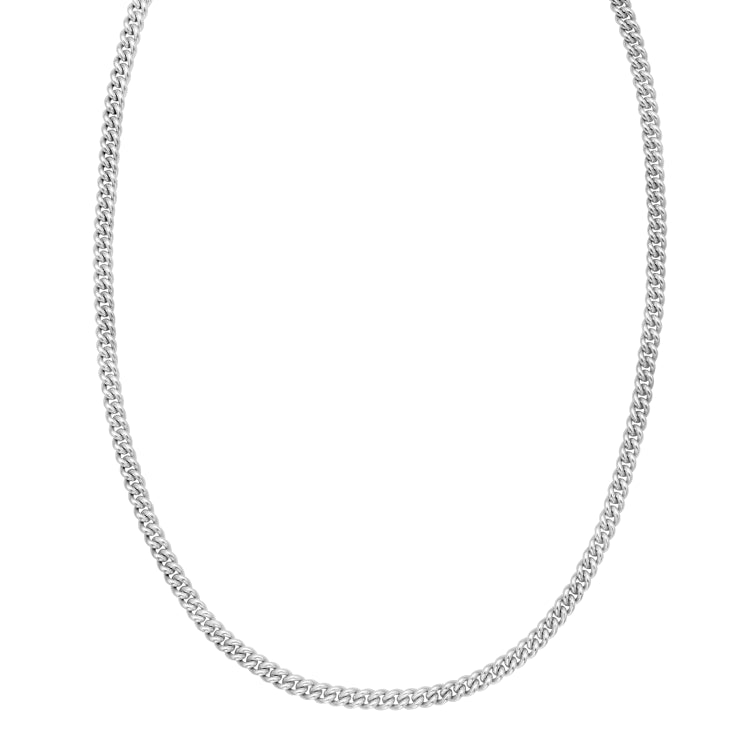 Sterling Silver 22 4.1mm Vintage Puffed Miami Cuban Chain Necklace with Lobster Clasp. Item is rhodium plated.