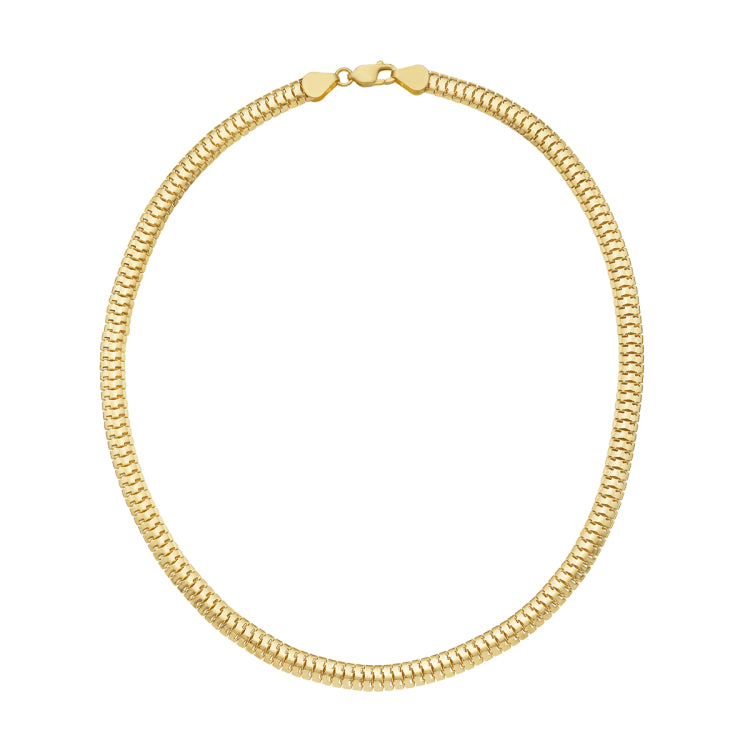 14K Yellow Gold 6.5mm 22 Polished Lite Oval Snake Chain Necklace with Lobster Clasp