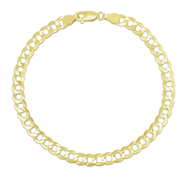 14K Yellow Gold 4.7mm Comfort Curb 7 Chain Bracelet with Lobster Lock