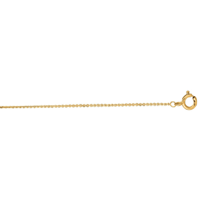 10K Yellow Gold 0.68mm Diamond Cut Cable 20 Chain with Spring Ring Clasp