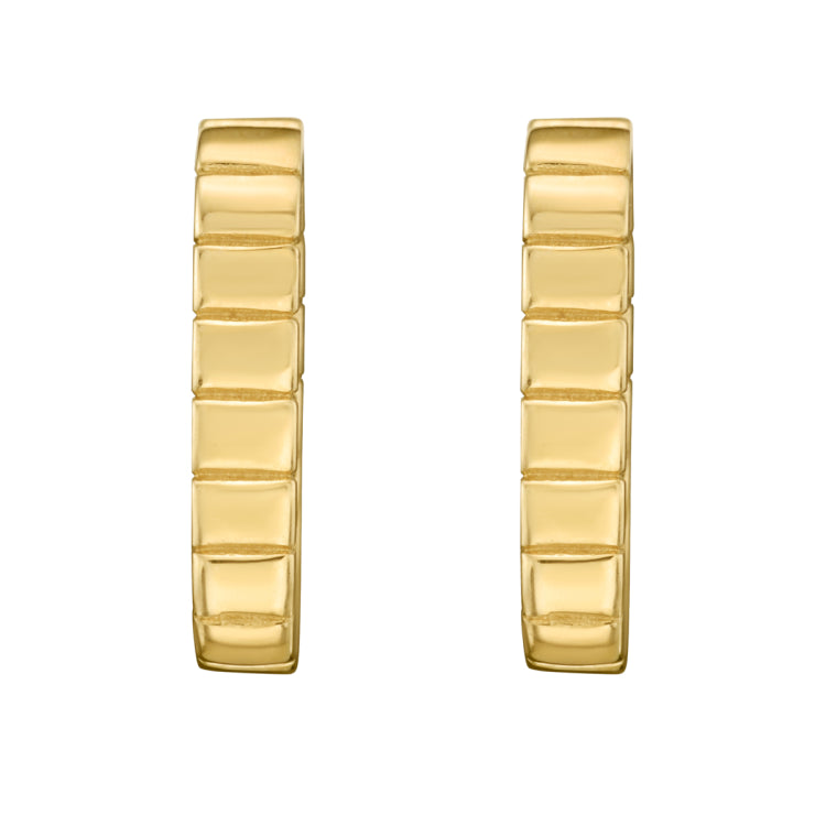 14K Yellow Gold Polished Oval Hoop Earrings with Snap Clasp