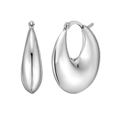 Silver Sculptural Crescent Hoops with Hinged Clasp