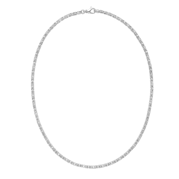 Sterling Silver 20 3.2mm Solid Round Byzantine Chain with Pear Shaped Lobster Clasp