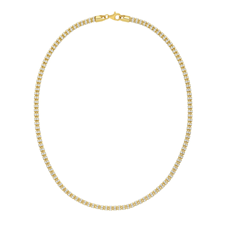 Silver with Gold Plating 24 Fancy Ice Chain with Pear Shaped Lobster Clasp