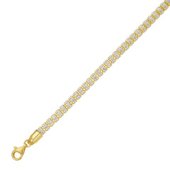 Silver with Gold Plating 24 Fancy Ice Chain with Pear Shaped Lobster Clasp
