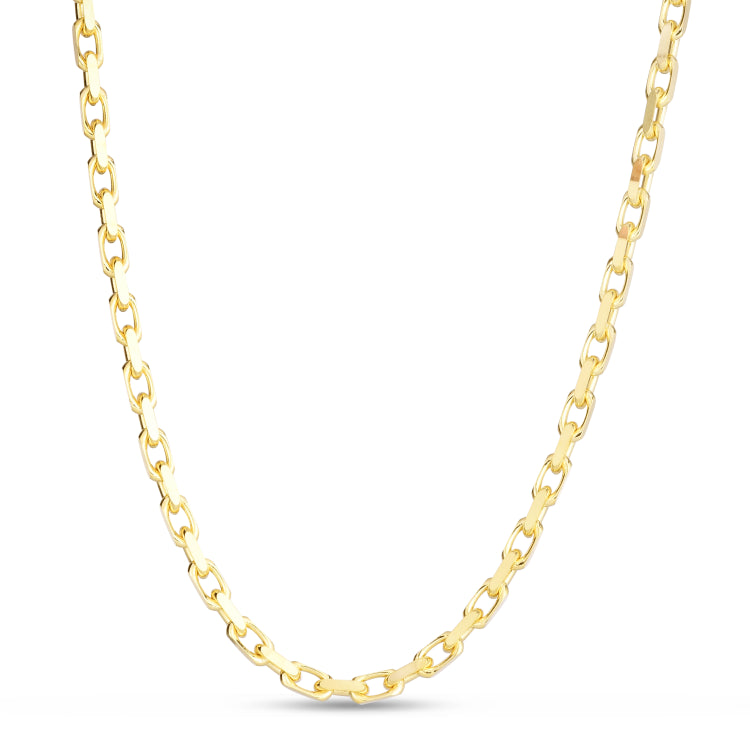 Silver with Gold Plating 24 3.4mm French Cable Chain with Lobster Clasp