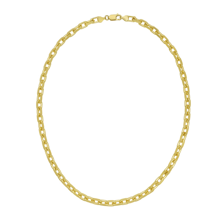Silver with Gold Plating 24 5.6mm French Cable Chain with Lobster Clasp