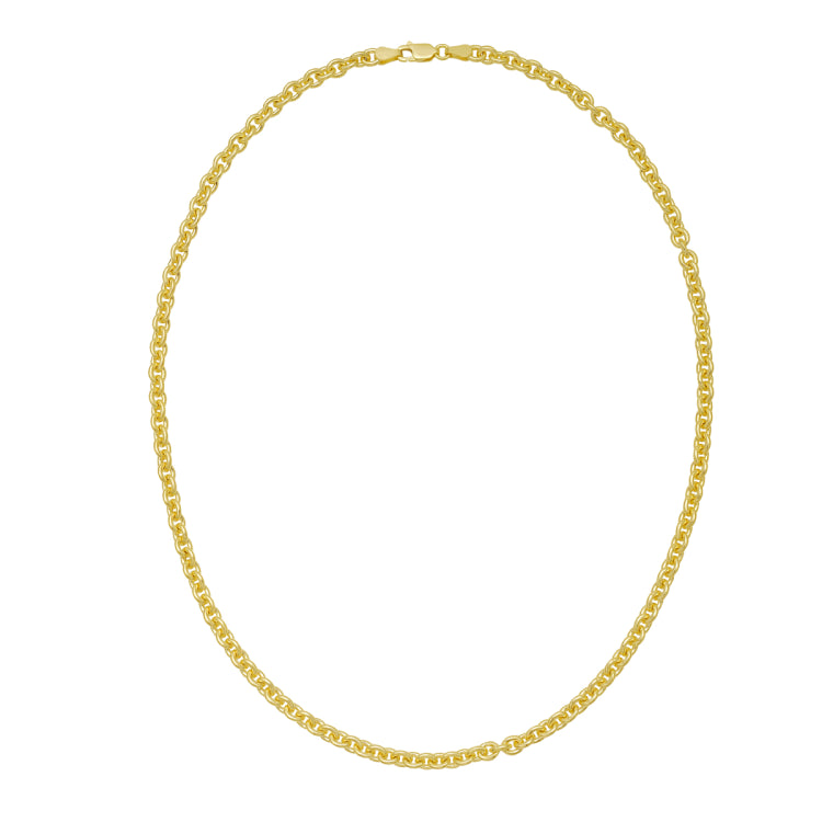 Silver with Gold Plating 16 4.7mm Rolo Chain with Lobster Clasp