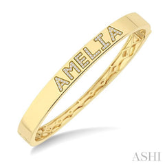 1/4 Ctw 'AMELIA' Block Name Single Cut Diamond Bangle in 10K Yellow Gold