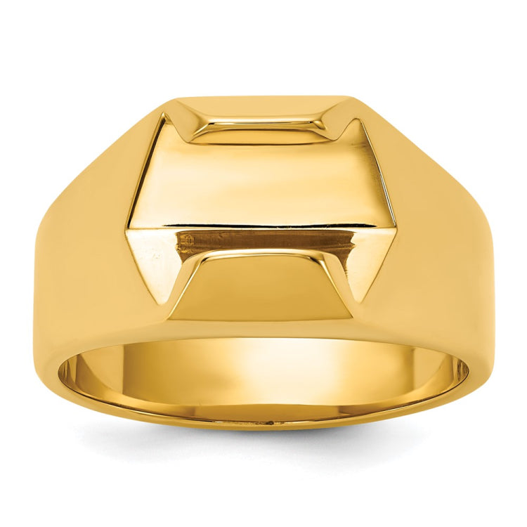 Men's YG Solitaire Ring for 1ct Center with All Bright Finish Raw Casting