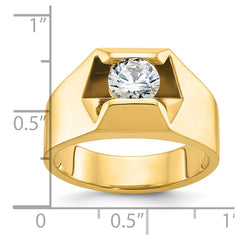 Men's YG Solitaire Ring for 1ct Center with All Bright Finish Raw Casting