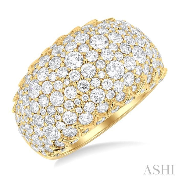 3 1/3 Ctw Round Cut Diamond Fashion Dome Ring in 14K Yellow Gold