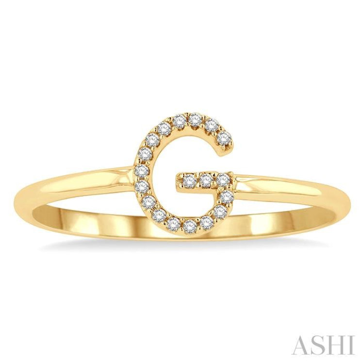 1/20 Ctw Initial 'G' Round Cut Diamond Fashion Ring in 10K Yellow Gold