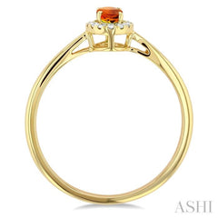 5x3 MM Oval Shape Citrine and 1/20 Ctw Single Cut Diamond Halo Semi-Precious Ring in 10K Yellow Gold