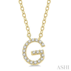 1/20 Ctw Initial 'G' Round Cut Diamond Pendant With Chain in 10K Yellow Gold