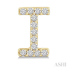 1/10 Ctw Initial 'I' Single Cut Diamond Earrings in 10K Yellow Gold