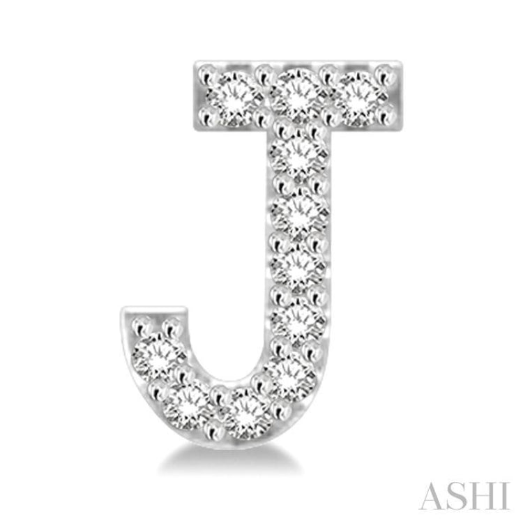 1/10 Ctw Initial 'J' Single Cut Diamond Earrings in 10K White Gold